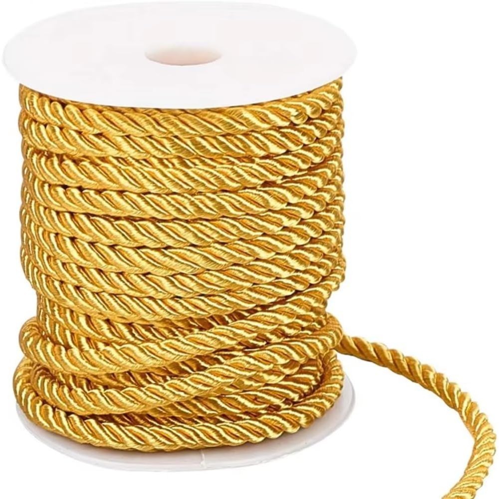 Cord Trim Twisted - 59 Feet 5mm Golden Decorative Twine