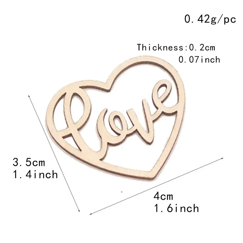 50pcs Heart Wooden Ornament He - Craft Embellishment ulasan dan harga