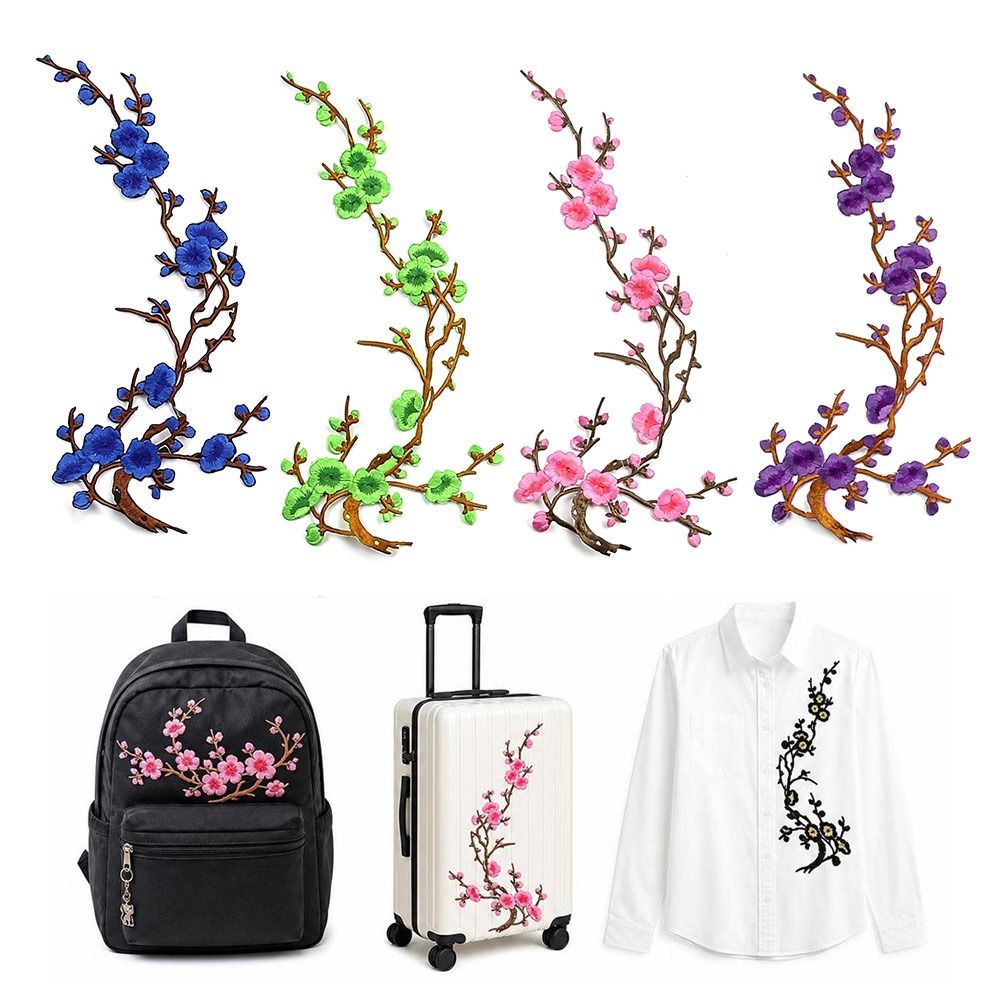 DIY Cherry Blossom Iron On Pat - Applique Patch Flower ulasan dan harga
