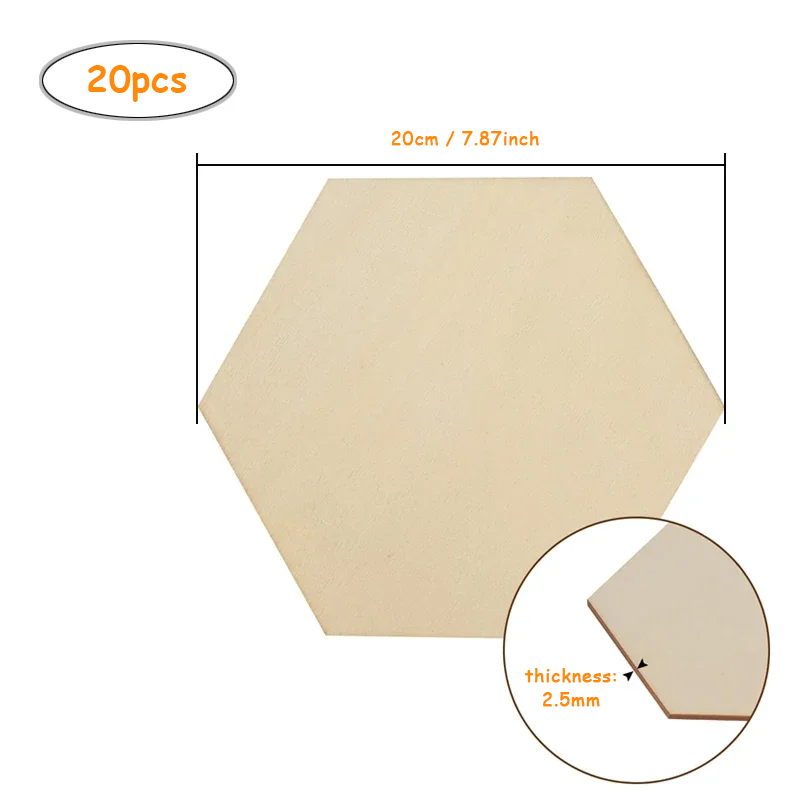 20pcs 20cm Hexagon Unfinished  - Craft Embellishments ulasan dan harga