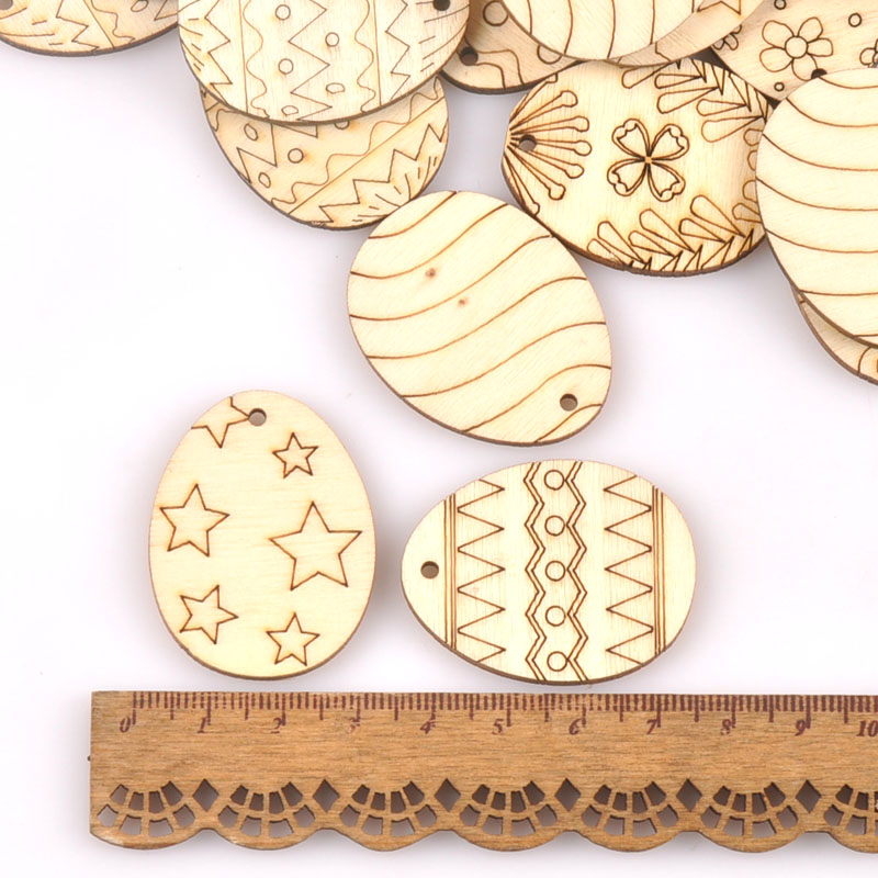 25Pcs Mixed Easter Egg Wood Cr - Embellishments For Scrapbooking ulasan dan harga