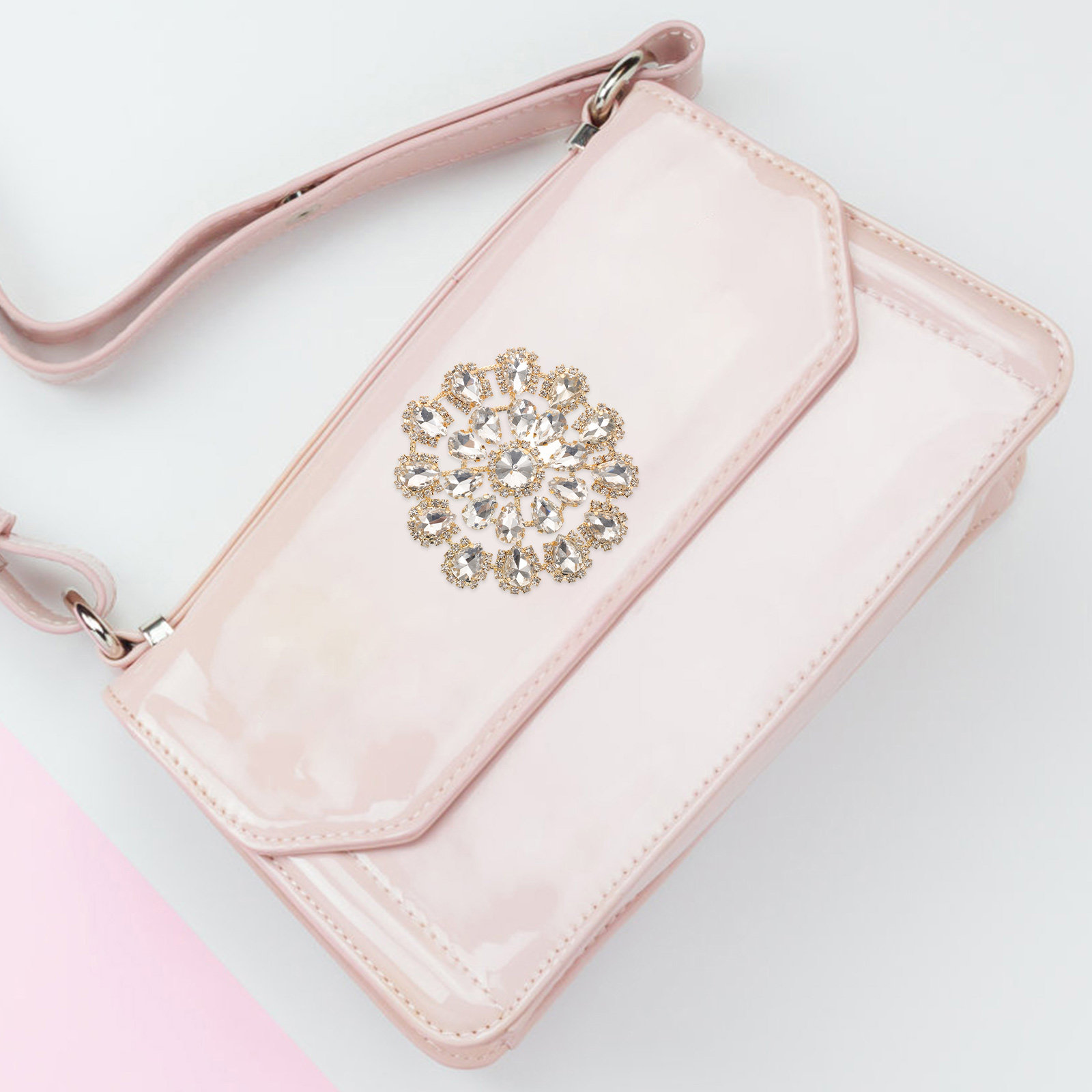 Round Rhinestone Flower Button - Applique Patch Flower ulasan dan harga