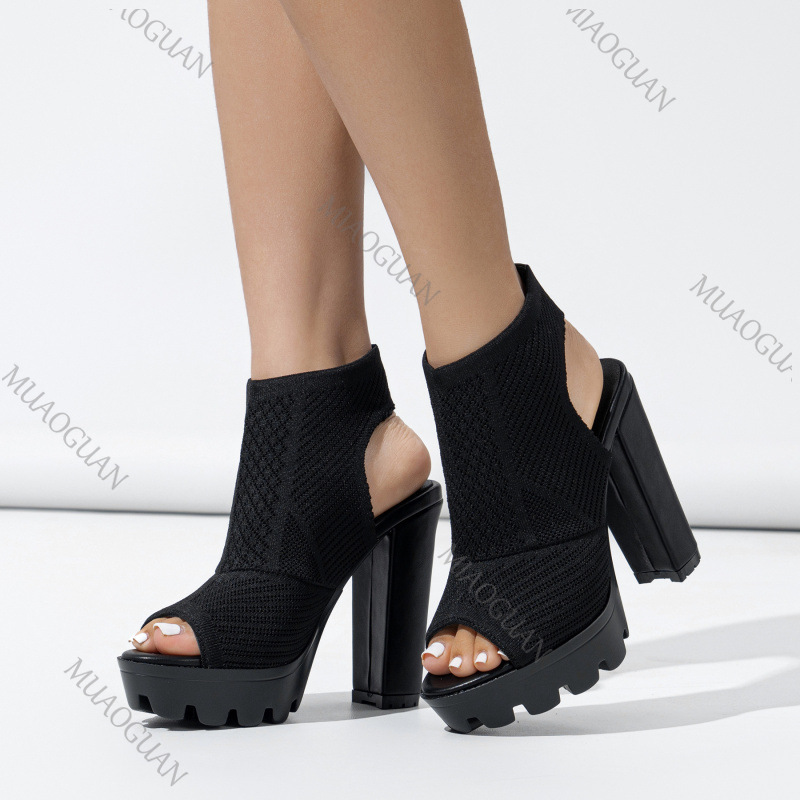 Summer New Women's Heels Shoes - Embellish Knit ulasan dan harga