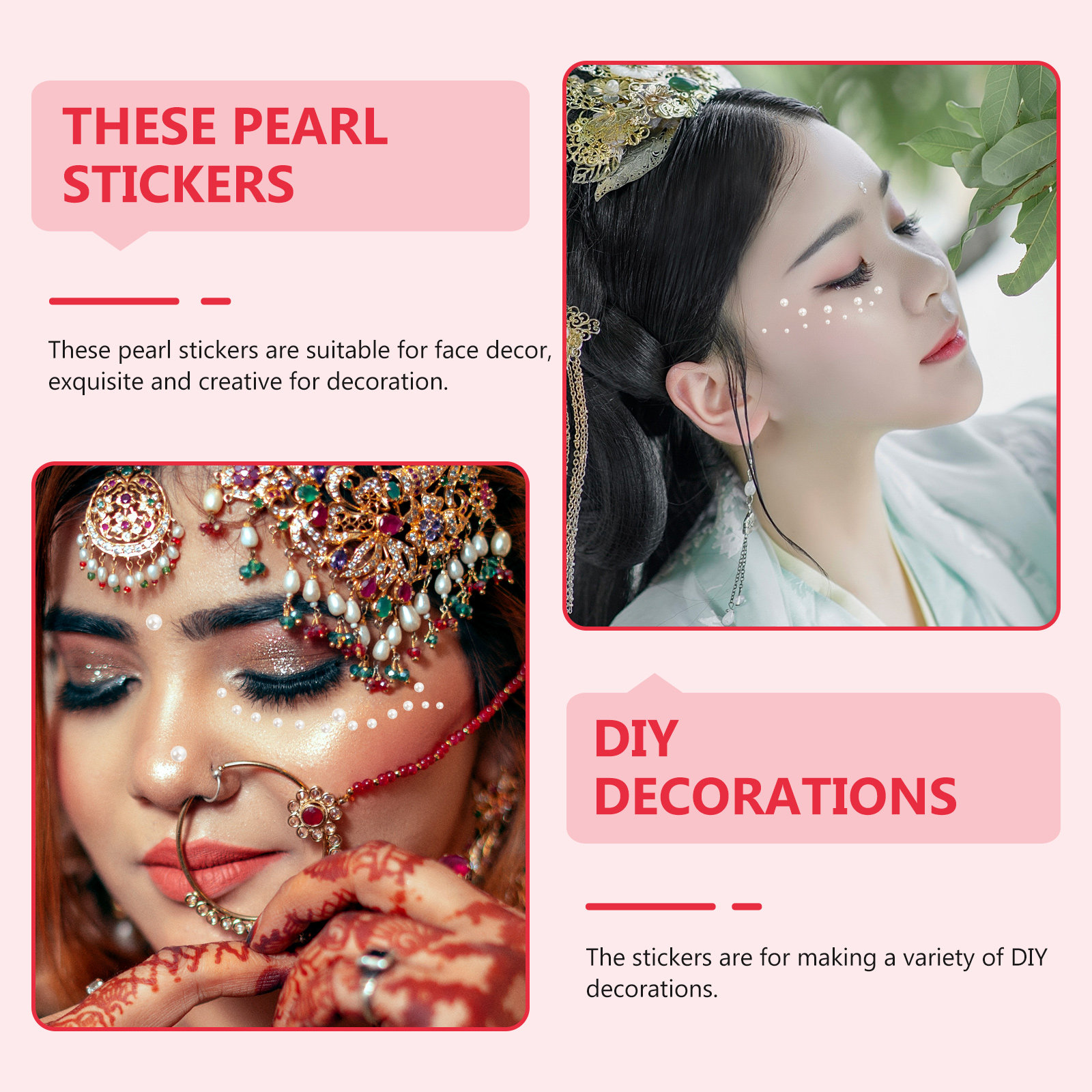 5Pcs Pearl Face Stickers Adhes - Craft Embellishment ulasan dan harga