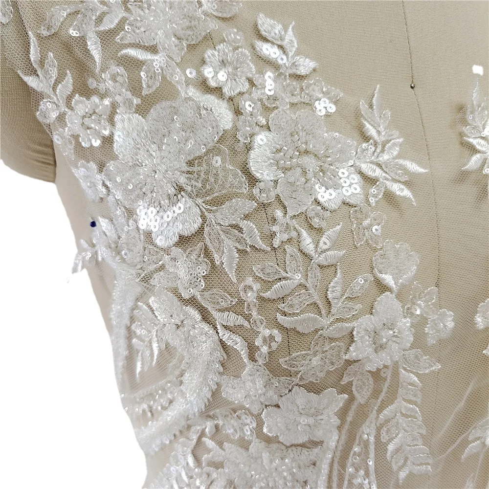 New Beaded Sequins Lace Mirror - Applique Patch Flower ulasan dan harga