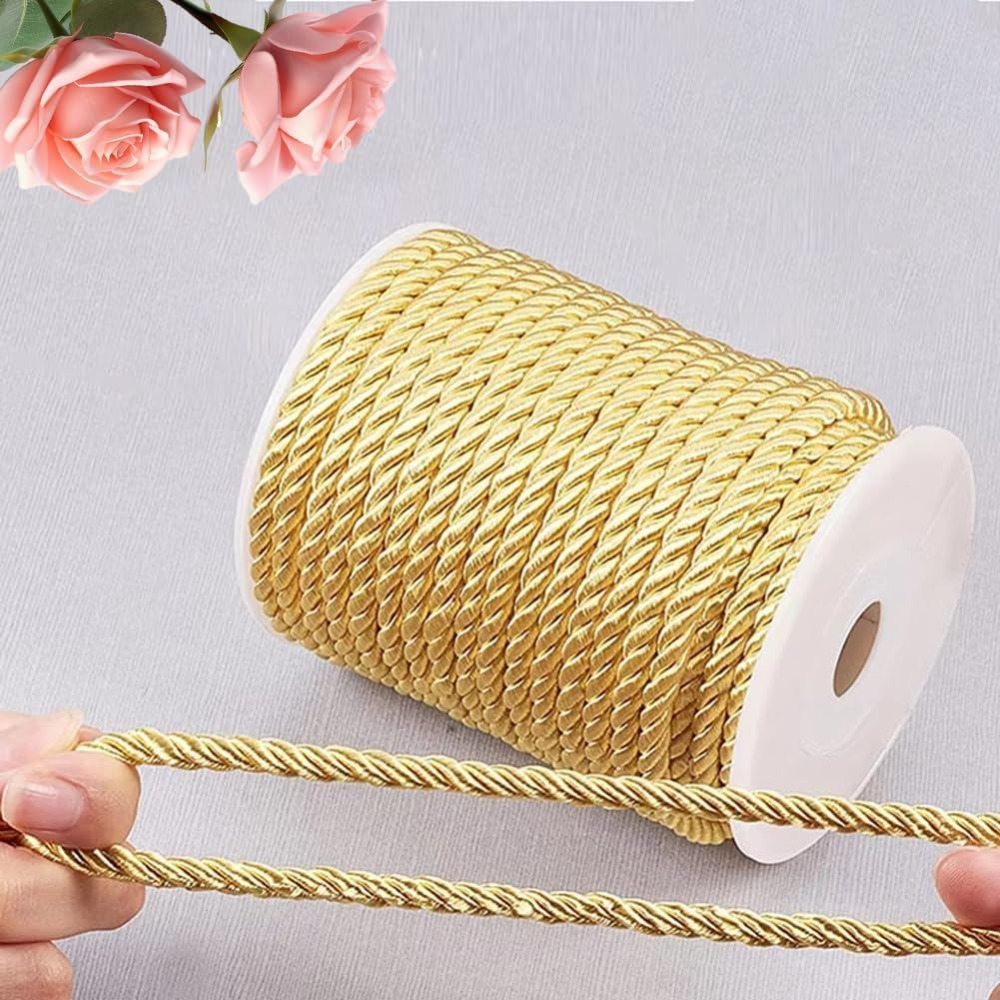 59 Feet 5mm Golden Decorative  - Cord Trim Twisted ulasan dan harga
